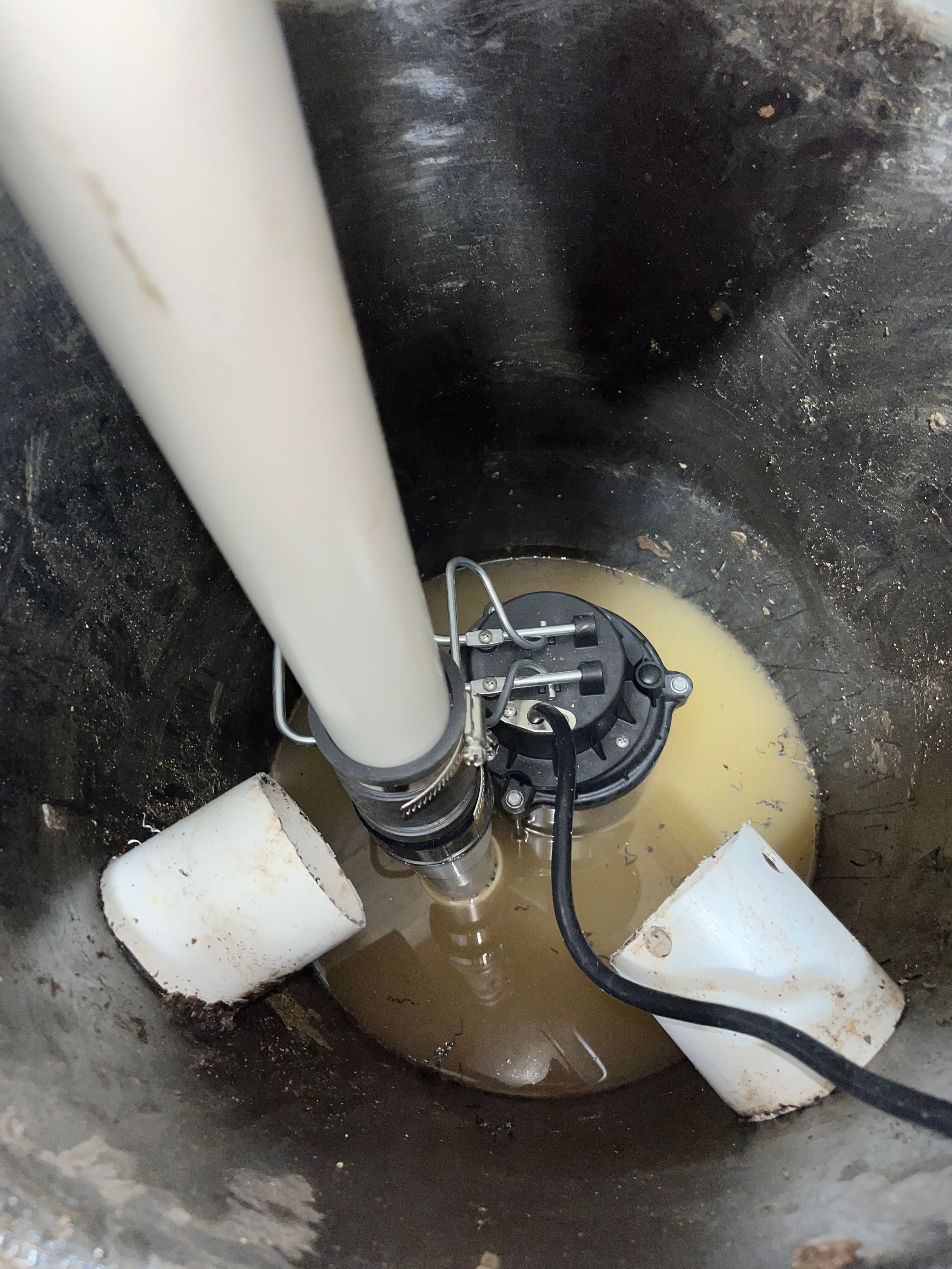 Finished install with alarm float and new discharge assembly