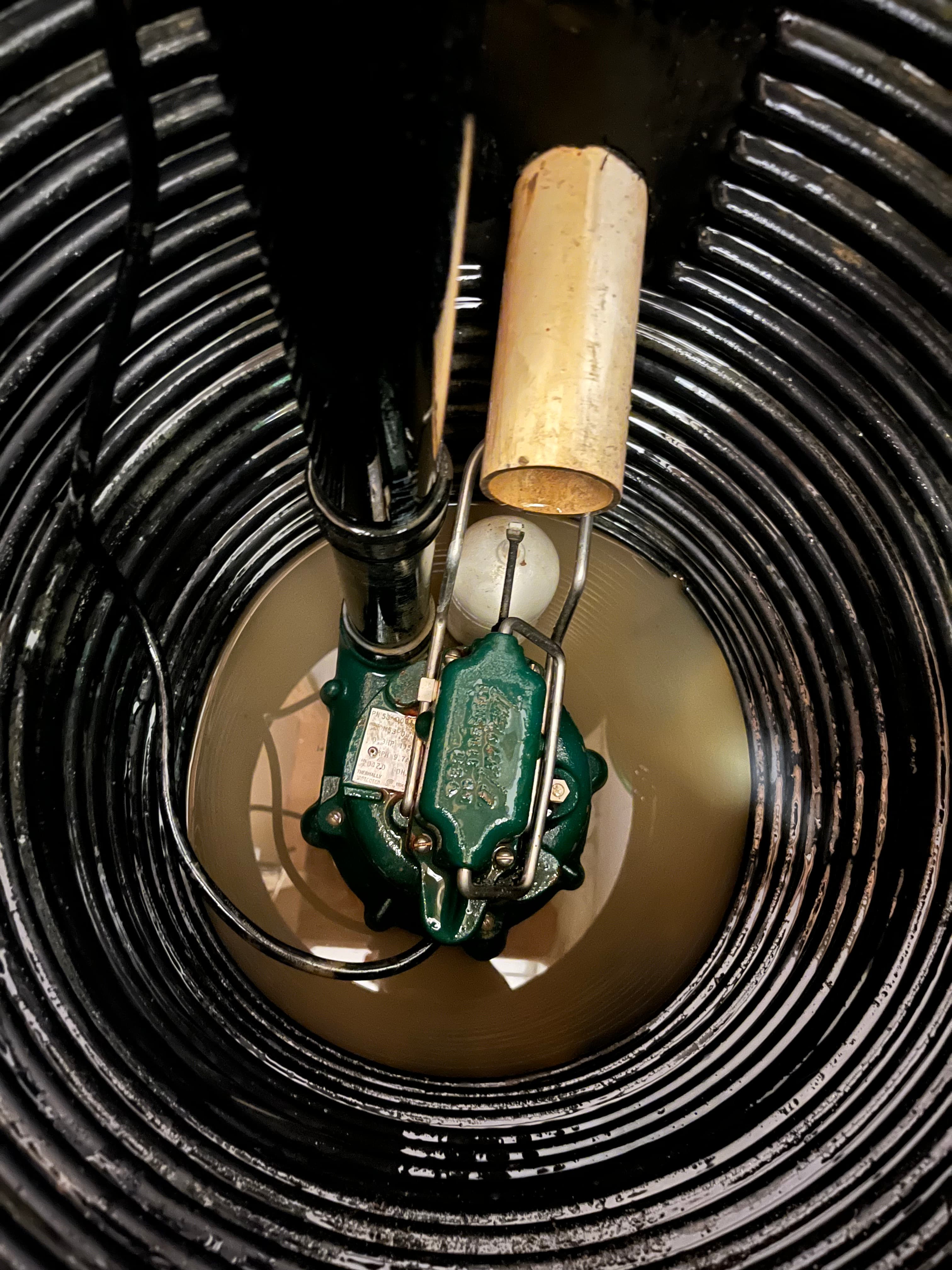 Green Zoeller switch on a sealed pit floor